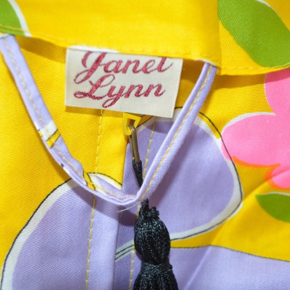 Vintage 70s Janet Lynn floral caftan dress, Kimono sleeve, psychedelic, S/M/L - Picture 8 of 9